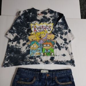 Nickelodeon Orange and Blue Tie-Dye Shirt